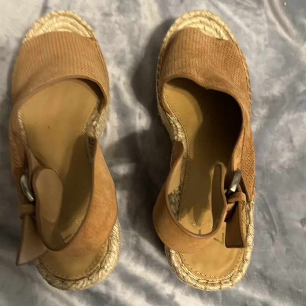 Marc Fisher Mlandela Suede and Raffia Platforms